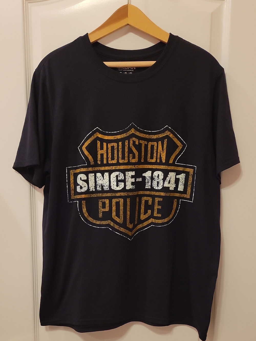 Houston Police HPD Gildan Black Performance Tee with White Print